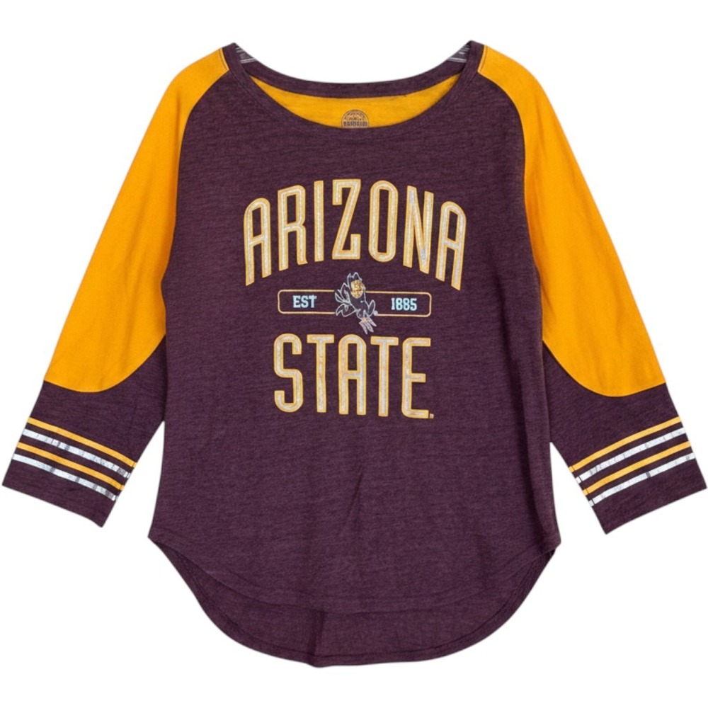 Rivalry Threads Arizona State Raglan Shirt Women's M Maroon Gold Sporty EUC